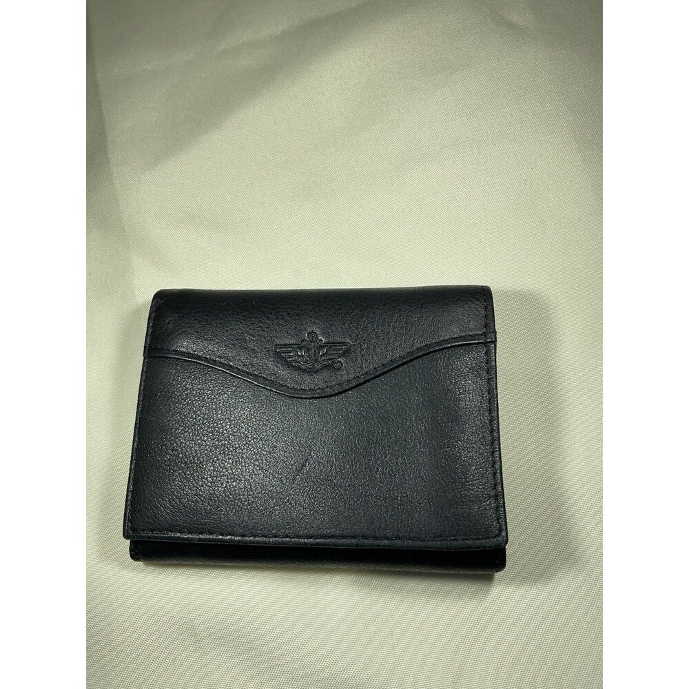 Dockers Mens Genuine Full Grain Black Leather Tri-fold Wallet Credit Card Holder